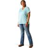 ARIAT Women’s Rebar Cotton Strong V-Neck Top(Arctic Blue)
