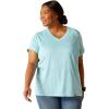 ARIAT Women’s Rebar Cotton Strong V-Neck Top(Arctic Blue)