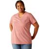 ARIAT Women’s Rebar Cotton Strong V-Neck Top(Mineral Red Heather)