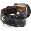 ARIAT Youth Brown Floral Belt with Painted Turquoise Inlay(Brown)