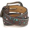 ARIAT Youth Brown Floral Belt with Painted Turquoise Inlay(Brown/Turquoise)