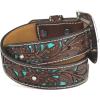 ARIAT Youth Brown Floral Belt with Painted Turquoise Inlay(Brown/Turquoise)