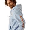 ARIAT mens Ariat Logo Hoodie(Light Blue Heather)