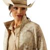 ARIAT womens New Team Softshell Print Jacket(Sandstone Southwest Print)