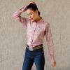 Ariat Female Kirby Stretch Shirt Coral Blush Paisley 3X