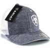 Ariat Men’s Flexfit 110 Snapback with Offset Logo, White Contrast Stitching, and Mesh Snap Back, Heather Grey