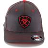 Ariat Men’s Gray Red Flex Fit Hat(Gray)