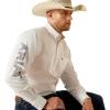 Ariat Men’s Team Logo Twill Classic Fit Shirt(White/Khaki)