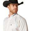 Ariat Men’s Team Logo Twill Classic Fit Shirt(White/Orange)