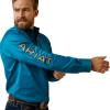 Ariat Men’s Team Logo Twill Fitted Shirt(Deep Turquoise)