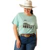 Ariat Womens Ariat Denim Label T-Shirt(Aqua Heather)