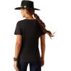Ariat Womens Ariat Denim Label T-Shirt(Black/Ariat Rainbow Script)