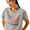 Ariat Womens Ariat Denim Label T-Shirt(Heather Grey/Homespun Flag)