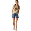 Ariat Womens Ariat Denim Label T-Shirt(Oatmeal Heather/Ariat Cow Cover)