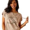 Ariat Womens Ariat Denim Label T-Shirt(Savannah Heather/Cowgirls)