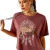 Ariat Womens Ariat Denim Label T-Shirt(Wild Ginger/Buffalo Territory)