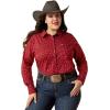 Ariat Womens Kirby Pro Tawny Port Shirt(Dark Red)
