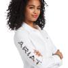 Ariat Womens Kirby Pro Tawny Port Shirt(White W/ Leopard Logo)