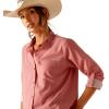 Ariat Women’s Venttek Stretch Shirt(Faded Rose Pinstripe)