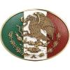 ARIAT Antique Gold Oval Buckle with Mexican Flag Colors and Gold Eagle Motif, Smooth Edge, 3-3/4″ x 2-7/8″