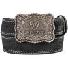 ARIAT Boy’s Rectangle Rope Edge Shield Buckle Embossed Belt (Little Kids/Big Kids)(Black)