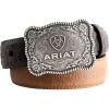 ARIAT Boy’s Rectangle Rope Edge Shield Buckle Embossed Belt (Little Kids/Big Kids)(Brown)