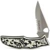 ARIAT German Silver Engraved Hybrid Blade Folding Knife, Silver, 3.5″ Blade (Large)(Black/Silver)