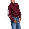 ARIAT Kid’s Team Logo Twill Classic Fit Shirt(Burgundy/White)