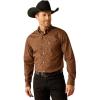 ARIAT Male Team Logo Twill Classic Fit Shirt Sea Scape USA 3X-Large(Brown)