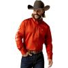 ARIAT Male Team Logo Twill Classic Fit Shirt Sea Scape USA 3X-Large(Dark Orange/White)