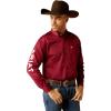 ARIAT Male Team Logo Twill Classic Fit Shirt Sea Scape USA 3X-Large(Dark Red/White)