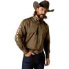 ARIAT Male Team Logo Twill Classic Fit Shirt Sea Scape USA 3X-Large(Olive Green/Orange)
