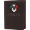 ARIAT Men’s Brown Leather Trifold Wallet with Mexico Flag Logo