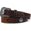 ARIAT Men’s Faux Ostrich Leather Belt with Floral Emboss and Silver Conchos(Brown)