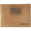 ARIAT Men’s Genuine Leather Bifold Wallet, USA Flag Patch, Medium Brown, 3-1/2″ x 4-1/4″(Tan)