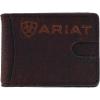 ARIAT Men’s Large Logo Bull Hide Leather Bifold Money Clip Wallet