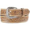 ARIAT Men’s Leather Floral Embossed Belt(Tan)