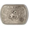 ARIAT Men’s Rectangle Buckle with Raised Vintage Saddle Bronc Motif, Floral Engraved, Rope Edge, Antique Silver Finish, 3-1/2″ x 2-1/2″