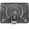 ARIAT Men’s Rectangle Chief Skull Buckle(Antique Silver)
