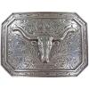 ARIAT Men’s Rectangle Longhorn Buckle(Antique Silver)