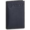 ARIAT Men’s Trifold Wallet with Embossed Logo, Genuine Leather, Black(Black)