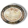 ARIAT Oval Buckle with USA Motif, All-American Wording, Beaded Edge Accents, Silver and Gold, 3-1/4″ x 4″