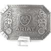 ARIAT Rectangle Buckle with Western Floral Engraving and Emblem, Antique Silver Finish, 2-1/2″ x 3-5/8″