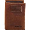ARIAT Trifold Wallet USA Flag Patch, Medium Brown, One Size