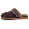 ARIAT Women’s Jackie Square Toe Warm Soft Genuine Suede Leather Indoor Outdoor Slippers with Plush Collar(Chocolate)