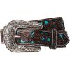 ARIAT Youth Brown Floral Belt with Painted Turquoise Inlay(Brown/Turquoise)