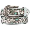 ARIAT Youth Brown Floral Belt with Painted Turquoise Inlay(Turquoise)
