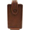 Ariat Basketweave Shield Leather Cell Phone Case, Fits iPhone 17/16/15 & Pro, Galaxy S24/S23/S22/S21 & Similar Phones, Magnetic Flap, 360 Belt Clip, Brown, Small (3-1/4 x 5-3/4 in)