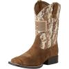 Ariat Kids’ Patriot Western Boot(Antique Mocha Washed Suede/Sand Camo Print)