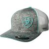 Ariat Men’s Cap, Heather Grey, Turquoise Logo, White Mesh, Flex Fit 110, Adjustable Snapback